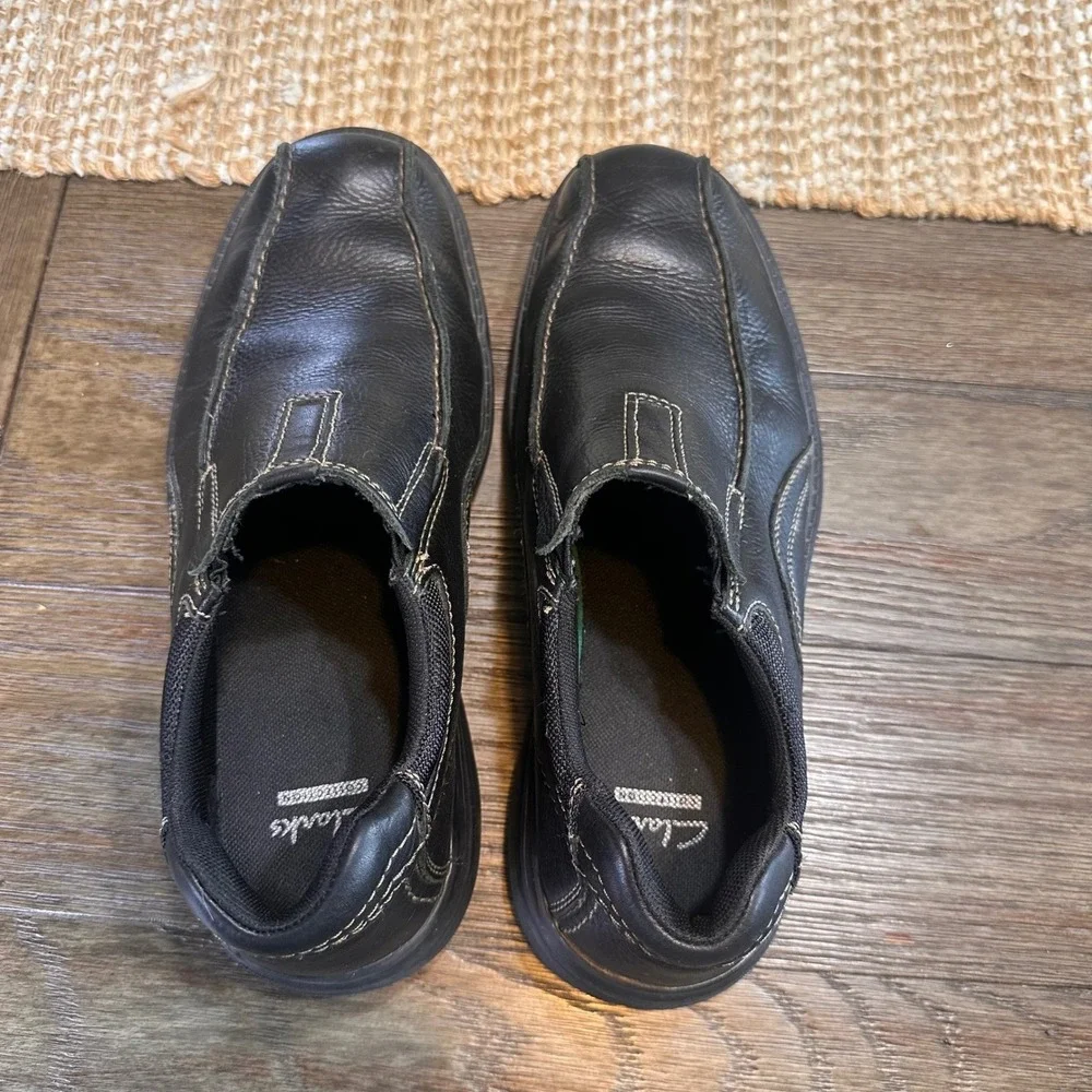 Clarks Collection Sherwin Time Mens Leather Slip On Loafers Black Size‎ 9.5M